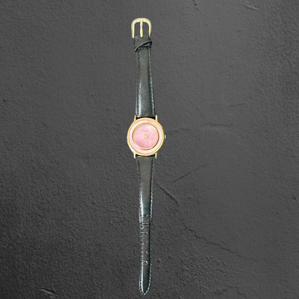 Vintage Fossil Pink Quartz Leather Band Watch